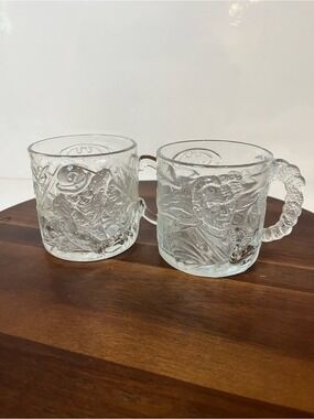 Vintage 1995 McDonald’s Batman Forever Glass Mugs Set of 2 Two-Face Riddler
